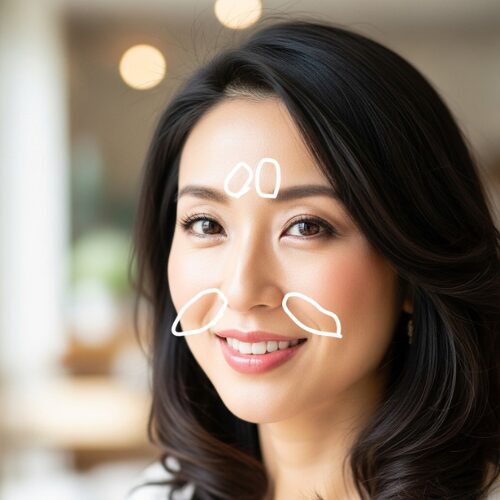 つやなしハイライトは、ほうれい線、眉間のしわぼかしにも有効