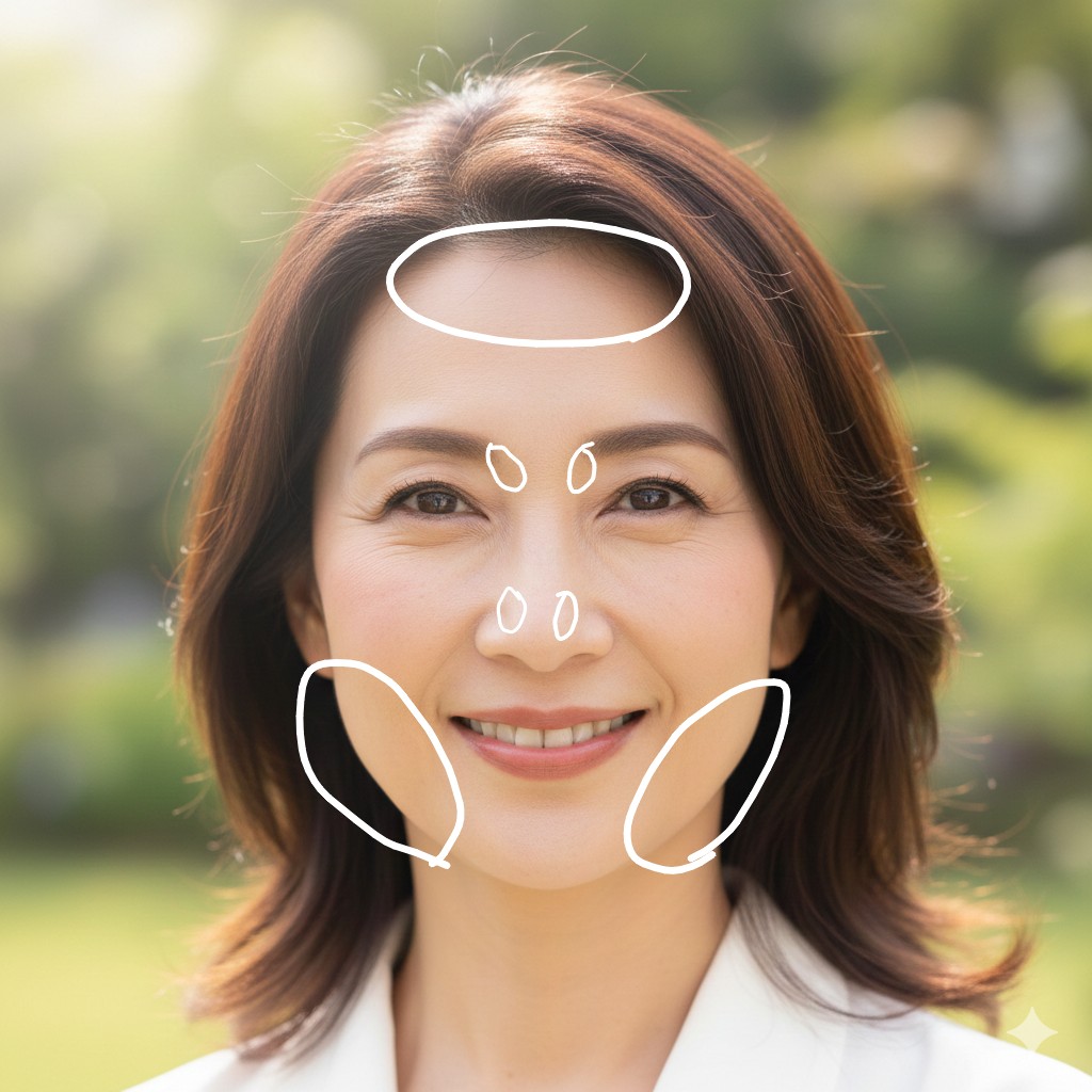 シェーデイングを塗る位置